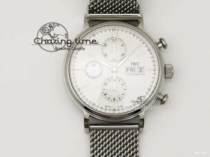 MIROTIME 0822 Portugieser Chrono  42 IW390403 ZF 1:1 Best Edition White Dial Blue Hand on Black Leather Strap A WellDesigned 7190